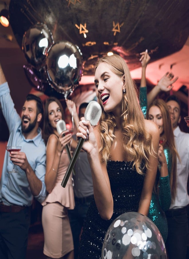 Haconba 15 Pack Toy Microphone Stage Mic Costume Prop Fake Mic Accessory Silver Glitter Microphone for Cosplay Stage Play Rock Star Accessories Prop Karaoke Birthday Theme Party Favors - Image 5